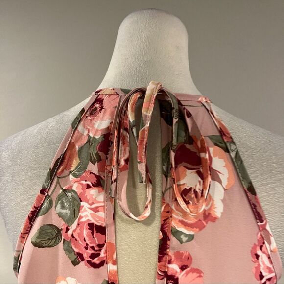 Charlotte Russe Pink and Green Floral halter mini Dress size small - Picture 6 of 11